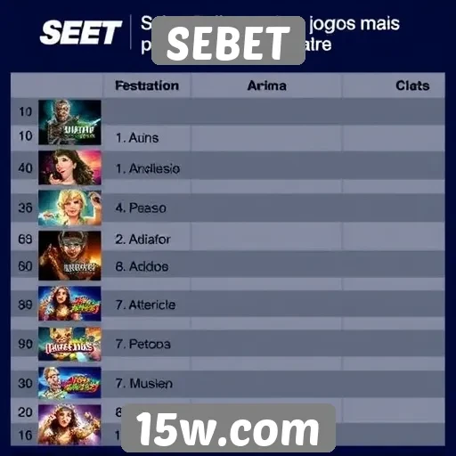 Ranking dos jogos mais populares no SEBET